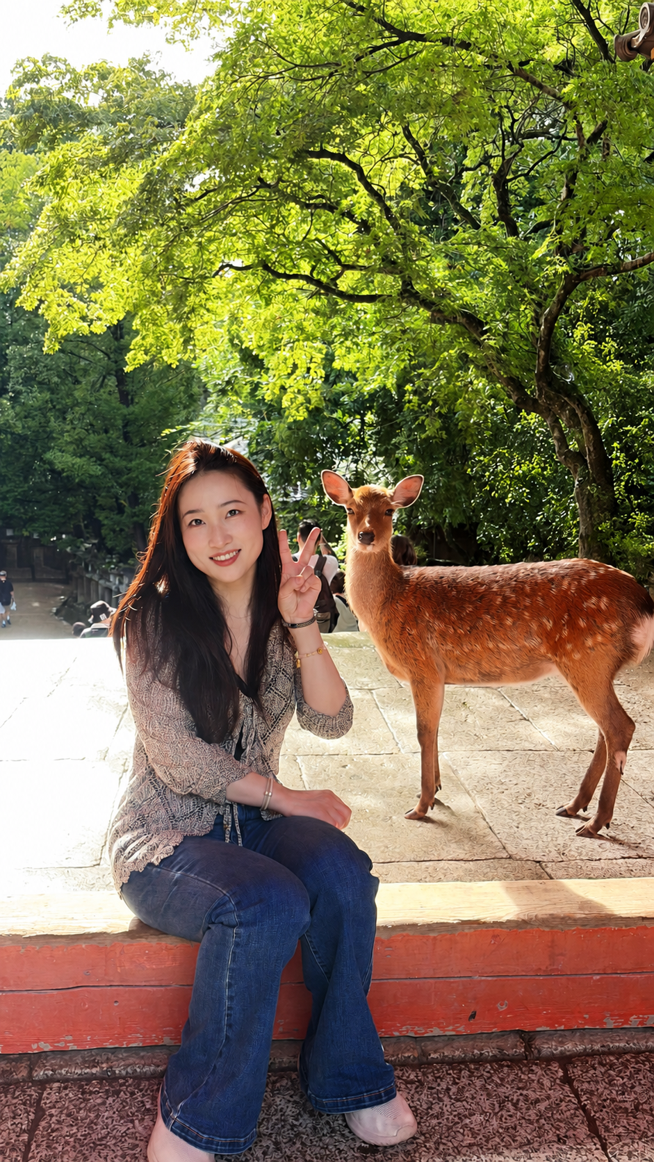 单虹与小鹿的旅行合影